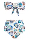 Brigitte Shell-print Bikini Set In White