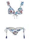 Brigitte Shell-print Bikini Set In White