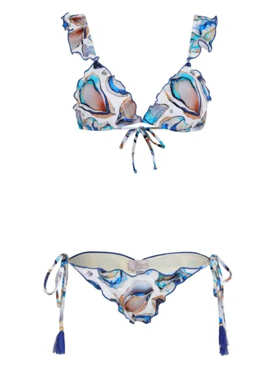 Brigitte Shell-print Bikini Set In White