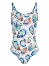 Brigitte Shell-print Swimsuit In White
