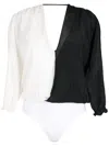 Brigitte Silk Wrap Bodysuit In White