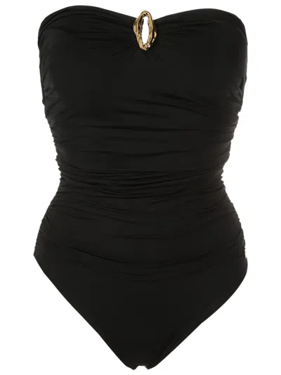 Brigitte Strapless Ruched Swimsuit In Black