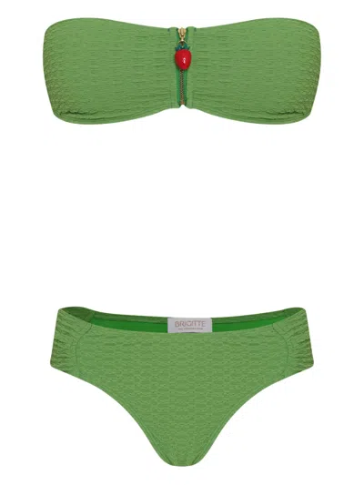 Brigitte Strawberry-zipper Bikini In Green