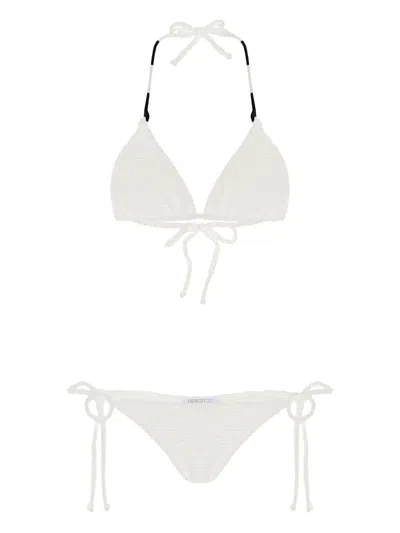 Brigitte Tie-fastening Triangle Bikini In White