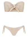 Brigitte Tie-front Metallic-effect Bikini Set