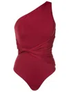 Brigitte Twist-detail One Shoulder Swimsuit In Red