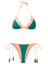 Brigitte Two-tone Triangle Bikini Set In Green
