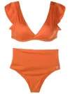 Brigitte V-neck High-waisted Bikini In Orange