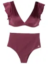 Brigitte V-neck High-waisted Bikini In Purple