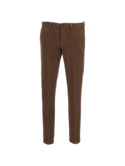 Briglia 1949 Brown Moleskin-effect Cotton Twill Straight-leg Pants