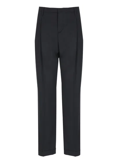 Briglia 1949 Blue Borgonuovo Wool-blend Formal Pants In Black