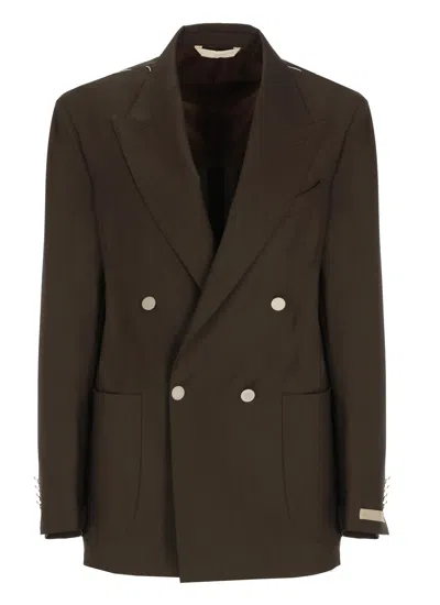 Briglia 1949 Brown Blanchette Double-breasted Wool Blazer
