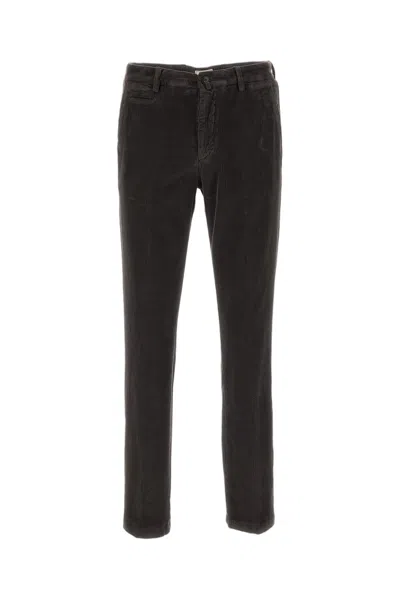 Briglia 1949 Brown Cotton Corduroy Slim Straight-leg Pants In Black