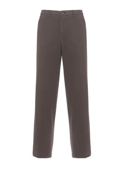 Briglia 1949 Brown Jeangw Cotton-blend Straight-leg Pants In Grey