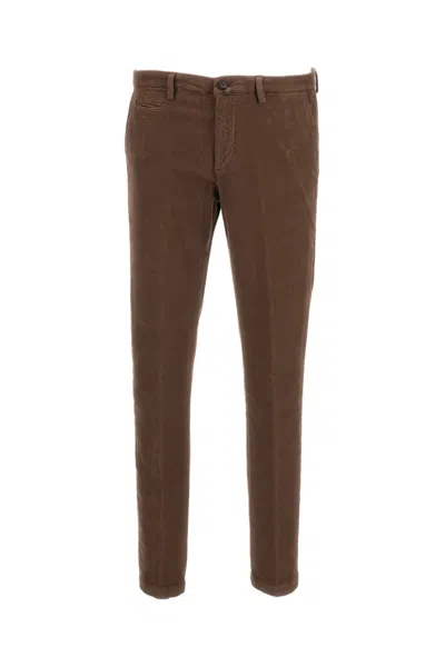 Briglia 1949 Brown Moleskin-effect Cotton Twill Straight-leg Pants