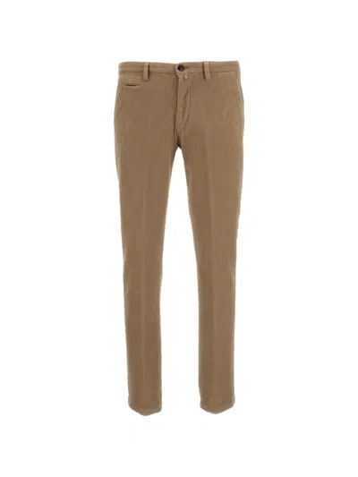 Briglia 1949 Beige Moleskin-effect Cotton Twill Straight-leg Pants In Pattern