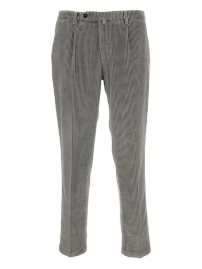 Briglia 1949 Corduroy-texture Front-pleat Trousers In Gray