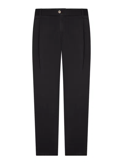 Briglia 1949 Cotton Chino Trousers With Pleats In Black