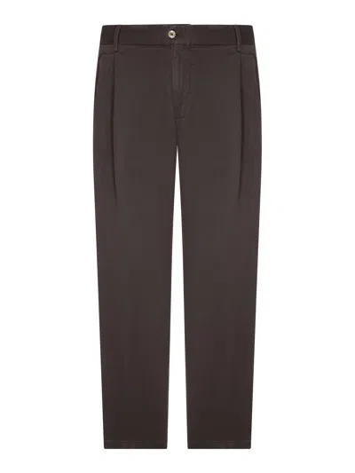 Briglia 1949 Cotton Chino Trousers With Pleats In Brown