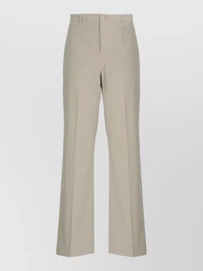 Briglia 1949 Cotton Straight Leg Trousers Belt Loops Pockets In Gray