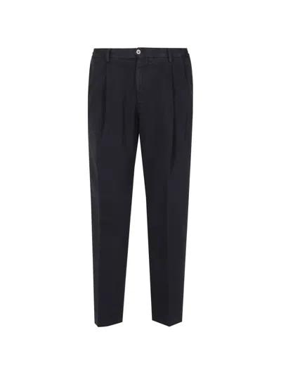 Briglia 1949 Courmayeur Pleated Cotton Trousers In Black
