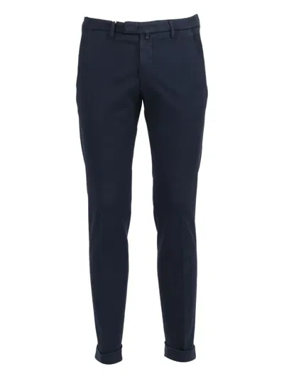 Briglia 1949 Tailored Slim-fit Pants With Front Pinces And Cuffed Hems In Blue
