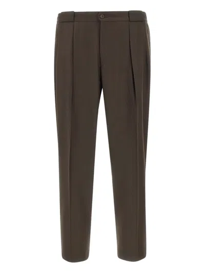 Briglia 1949 Double-pleated Wool Trousers In Brown