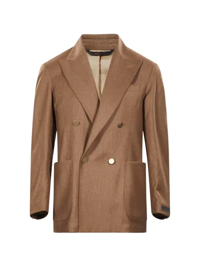 Briglia 1949 Double-breasted Peak-lapels Blazer In Brown
