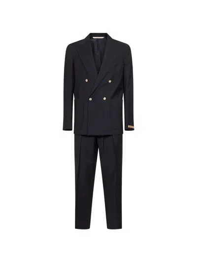 Briglia 1949 Portobellos Bolgheri Double-breasted Suit In Blue