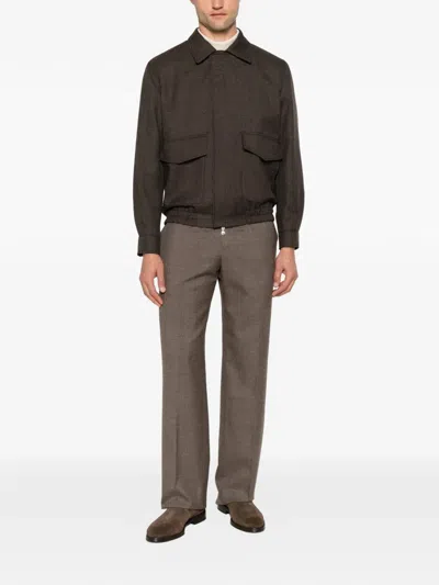 Briglia 1949 Flap-pocket Elasticated-hem Jacket In Brown