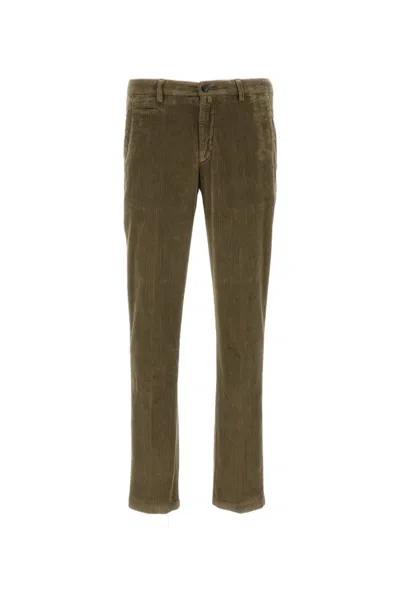Briglia 1949 Green Cotton Corduroy Slim Straight-leg Pants