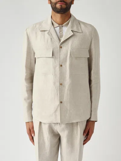 Briglia 1949 Linen Shirt Jacket In Gray