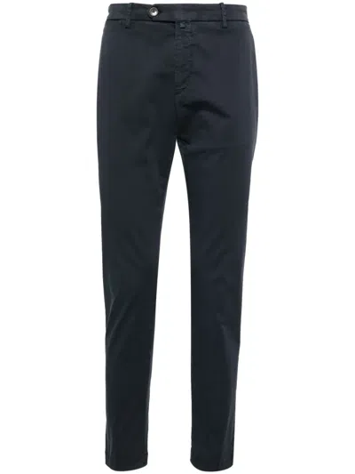 Briglia 1949 Low-rise Stretch-cotton Tapered Chinos In Blue