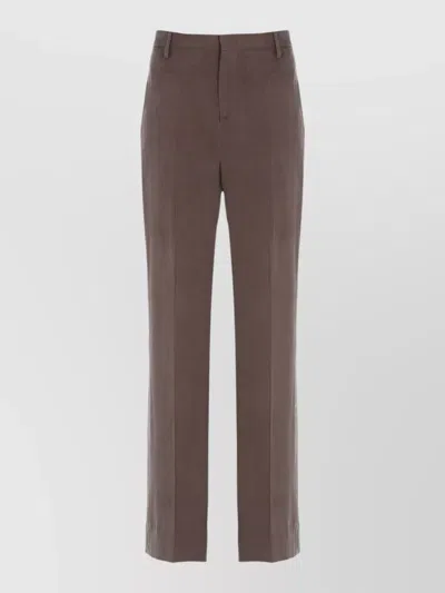 Briglia 1949 Lyocell Palazzo Trousers Belt Loops Tailoring In Brown