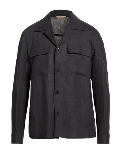 Briglia 1949 Man Shirt Charcoal Size 38 Linen In Gray