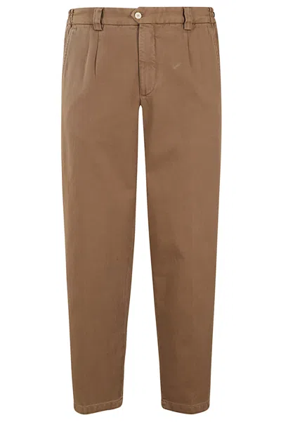 Briglia 1949 Pant Ventre Piatto Over Twill Di Cot In Tabacco
