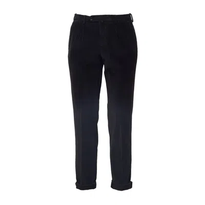 Briglia 1949 Slim-fit Velvet Pants With Tailored Detailing In Black