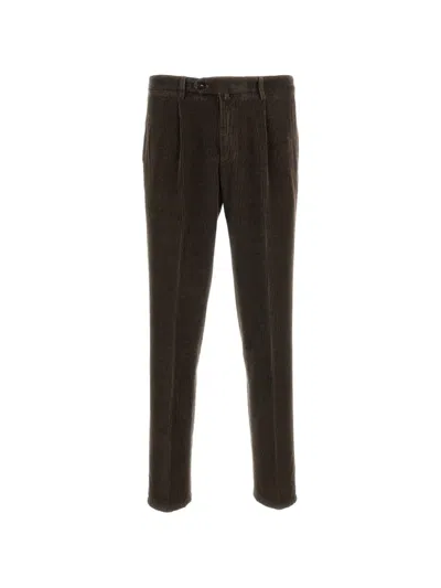 Briglia 1949 Brown Ribbed Cotton-tencel Straight-leg Pants In Blue