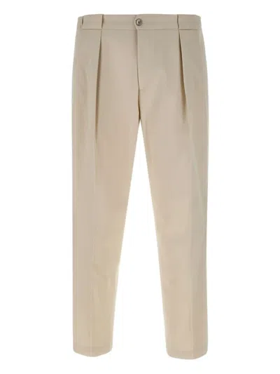Briglia 1949 Pleated Cotton-blend Trousers In Neutral