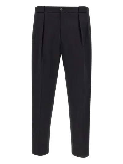 Briglia 1949 Pleated Cotton Trousers In Black