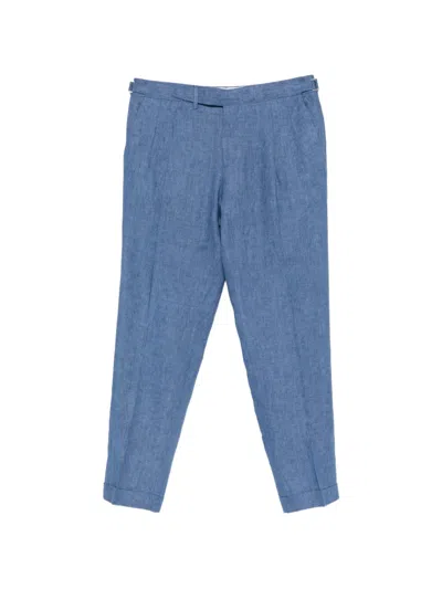 Briglia 1949 Pleated Slub-texture Trousers In Blue
