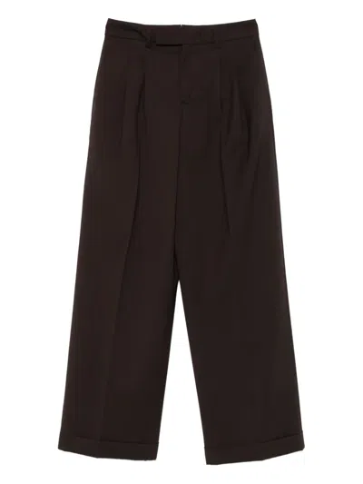 Briglia 1949 Pleated Turn-up Trousers In Brown