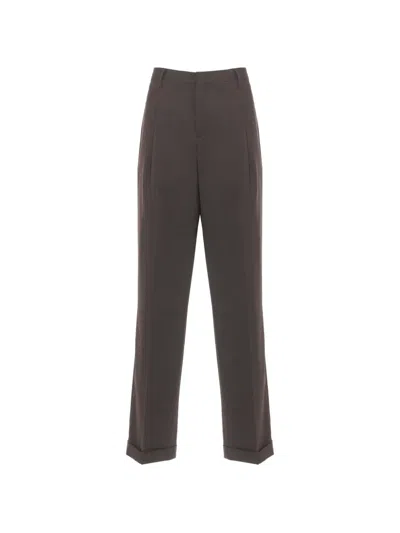 Briglia 1949 Pleated Turn-up Trousers In Brown