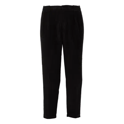 Briglia 1949 Portobello Pleated Elastic Waist Velvet Trousers In Black