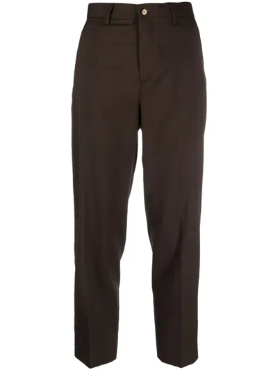 Briglia 1949 Pressed-crease Virgin Wool Blend Tapered Trousers In Braun