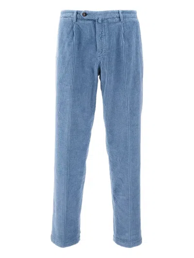 Briglia 1949 Ribbed Flap-pocket Trousers In Blue