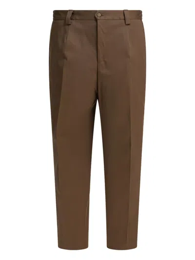Briglia 1949 Slim Fit Chinos In A Cotton And Linen Blend In Brown