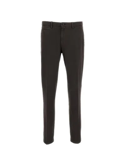 Briglia 1949 Brown Stretch Cotton Straight-leg Pants In Black