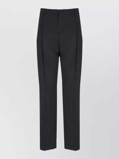 Briglia 1949 Tailored Straight Leg Wool Blend Pants In Black