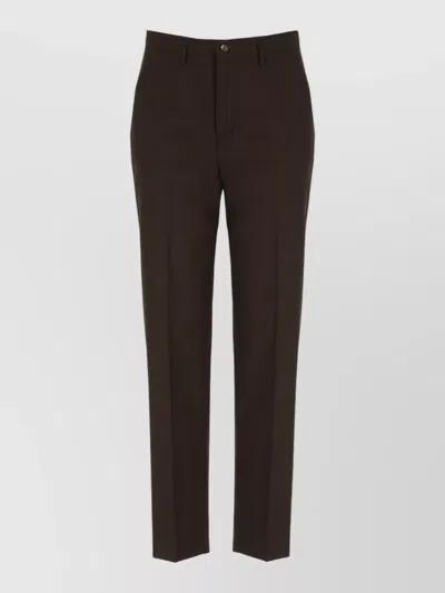 Briglia 1949 Tailored Straight Wool Blend Pants Loops In Brown